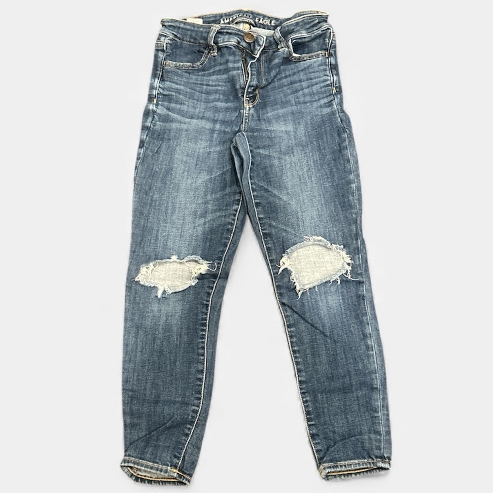 American Eagle Outfitters Distressed Skinny Jeans - Blue